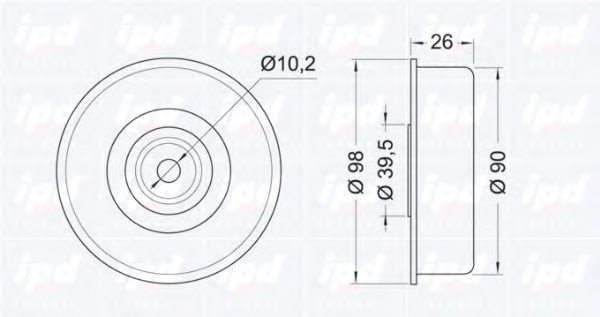 IPD 15-0757 Deflection/Guide Pulley, v-ribbed belt